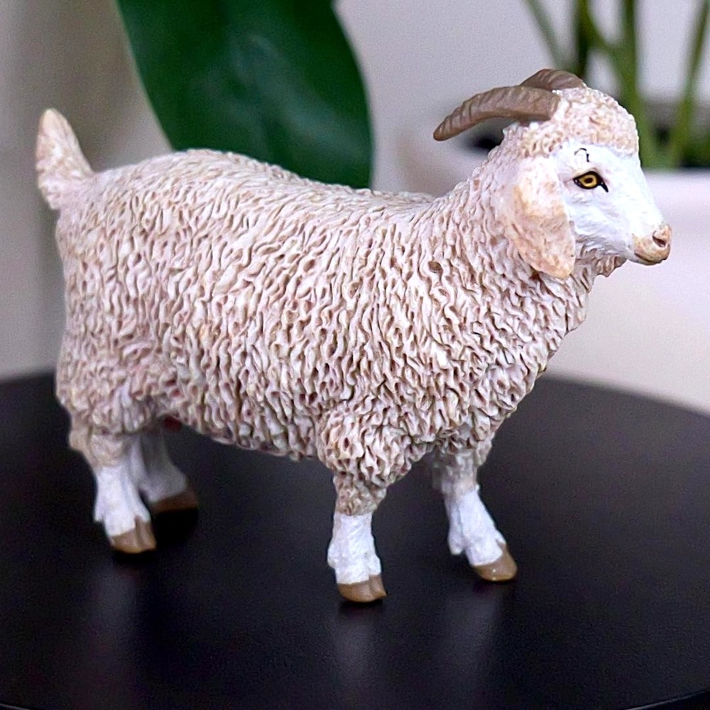 Angora Goat Farm Animal Figurine - Hand Painted Farm Animal Toy Action Figure - Picture 6 of 15
